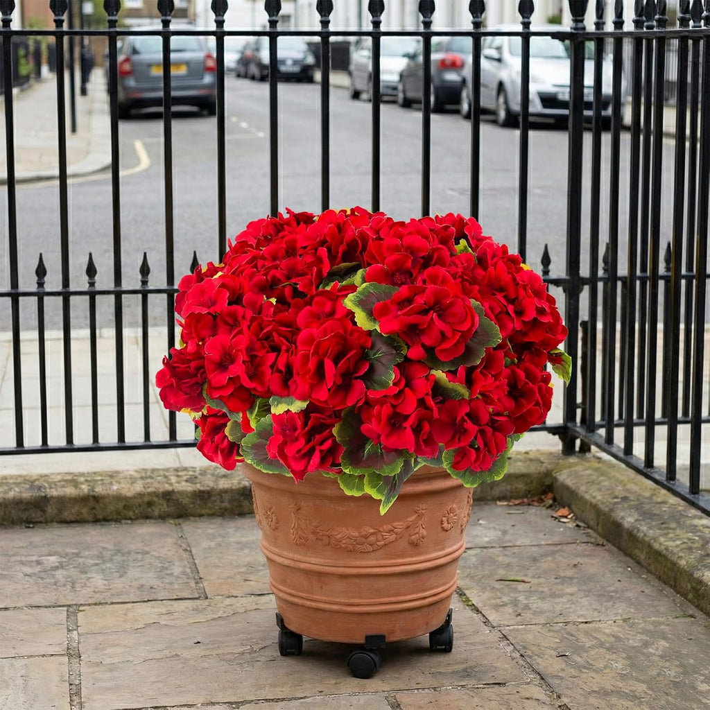 XEAZON Artificial Fake Flowers for Outdoors Decoration 6 Bundles Silk Geraniums Flower UV Resistant Look Real Faux Plants for Spring Summer Garden Porch Patio Window Box Balcony Planters Home Decor