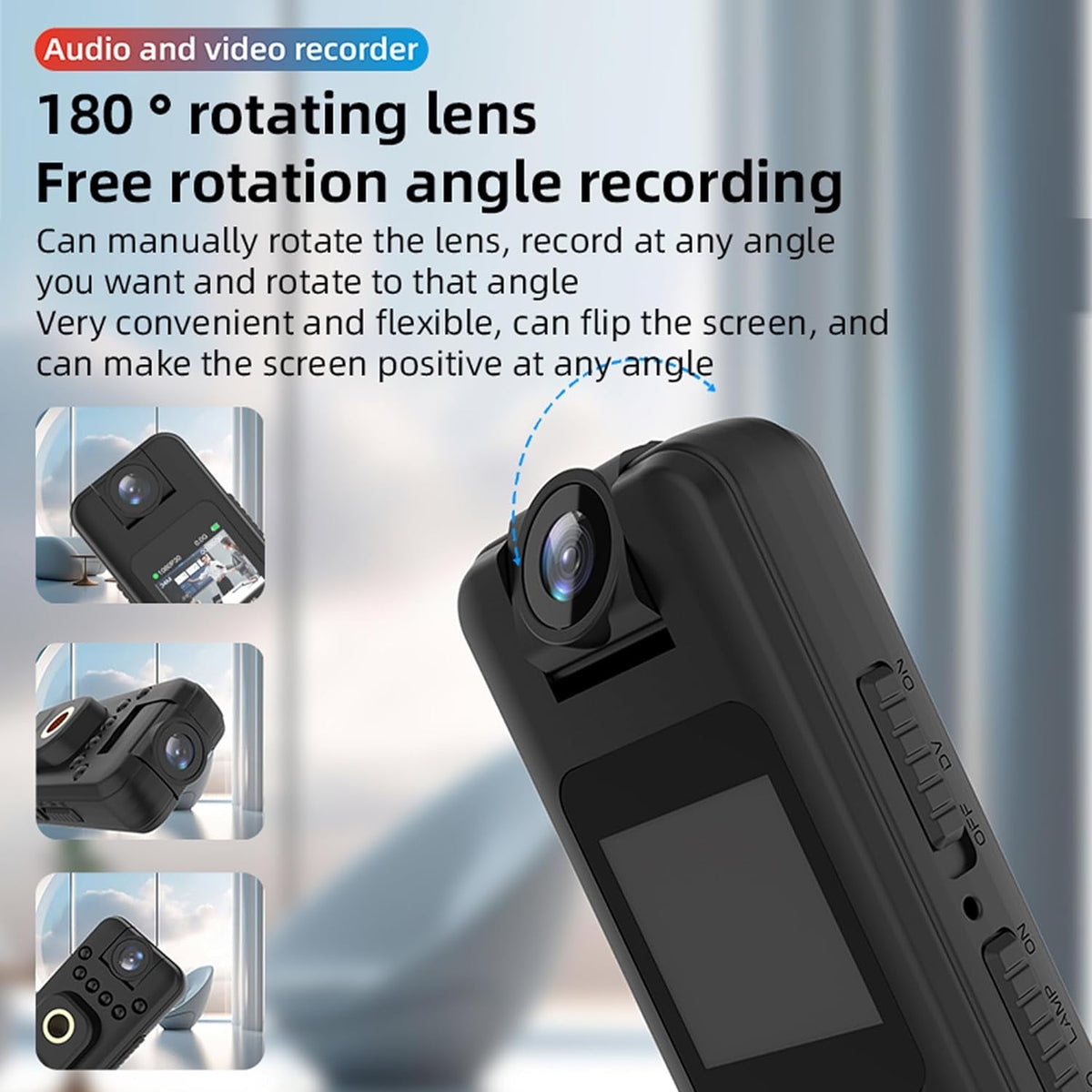 Mini Body Camera with Audio & Video Recording -1080p 64GB Camcorders -180° Rotatable Lens with Night Vision Loop Recording Worn Cams - for Personal Travel Walking Law Enforcement Outdoor