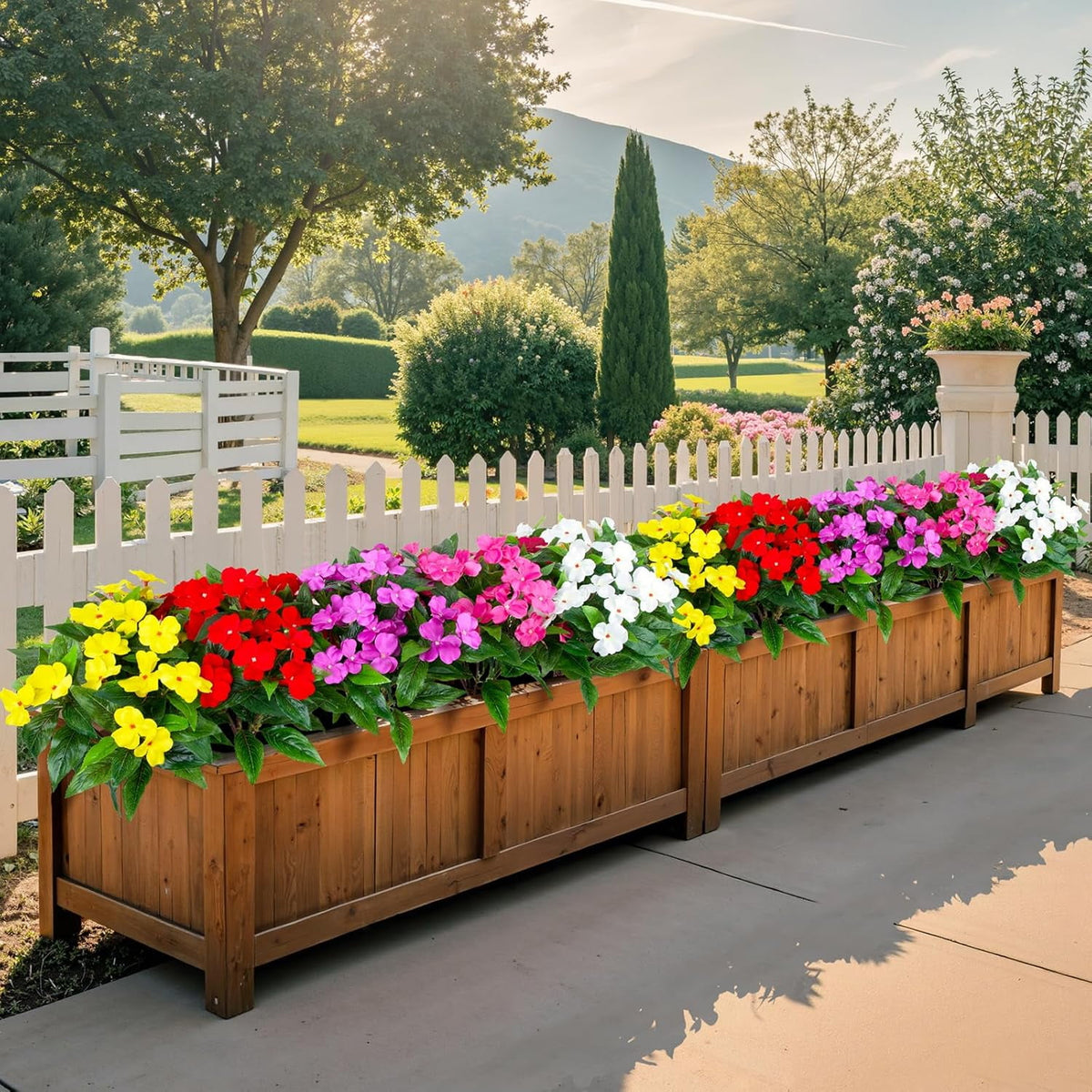 5 Pcs Artificial Flowers for Outdoors Silk Impatiens Flowers Bouquet Decorations Fake Faux Plants UV Resistant for Spring Summer Garden Porch Patio Window Box Balcony Planters Home Decor Multicolor
