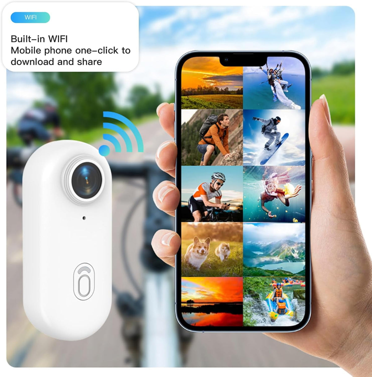 4K Mini WIFI Action Camera 128GB Police Cam Portable Body Cam Wearable Video Recorder with IPX7 Waterproof Underwater Camcorder Helmet Mount Magnetic Sport DV for Bike Cycling Pet Vlogging(White)
