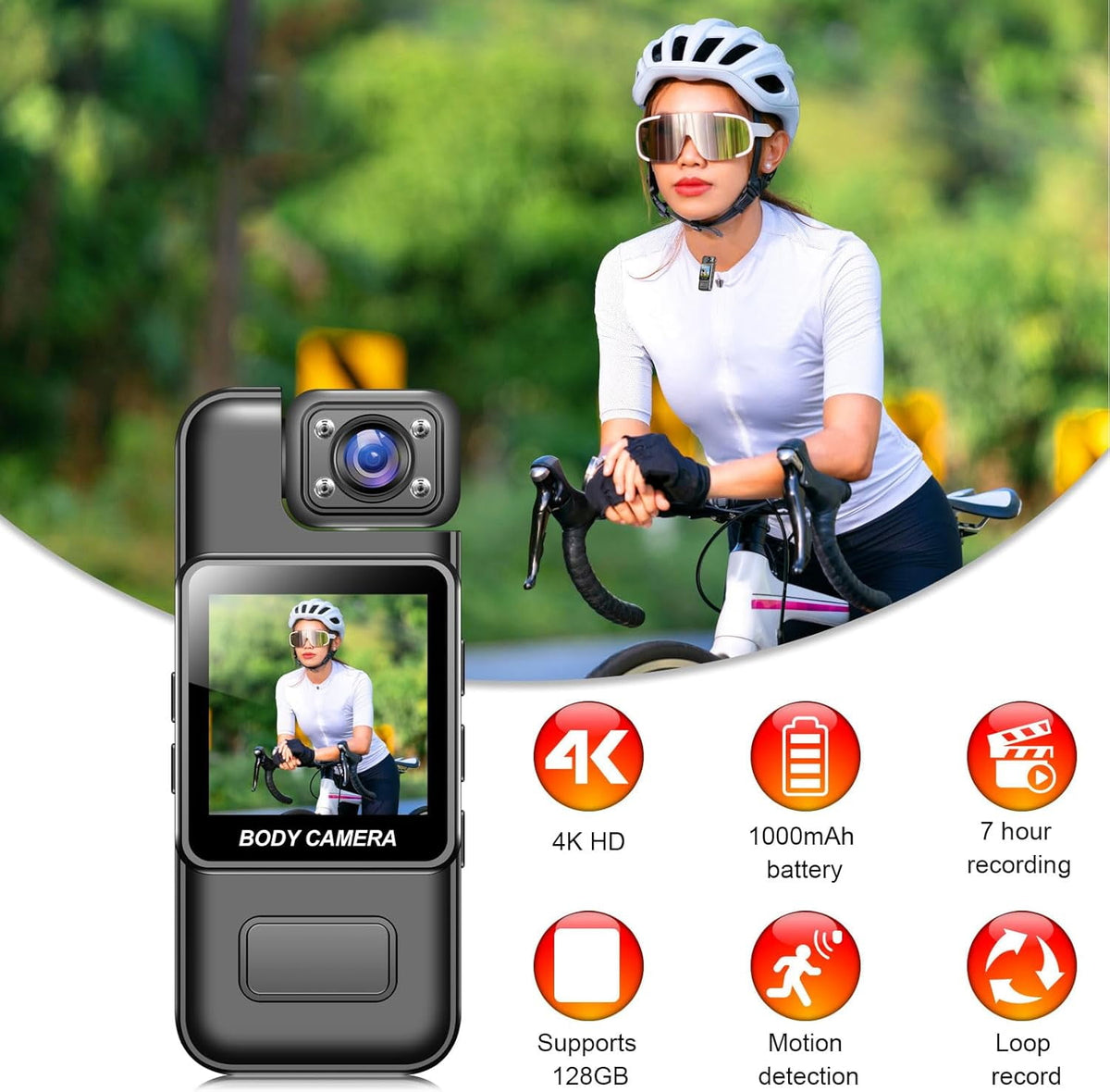 Mini Body Camera HD 1080P Wearable Body Cam with 180° Rotating Lens and Smart Motion Detection Portable Camcorder with IR Cut Auto Night Vision&Loop Record for Outdoors Sports Police Law Enforcement