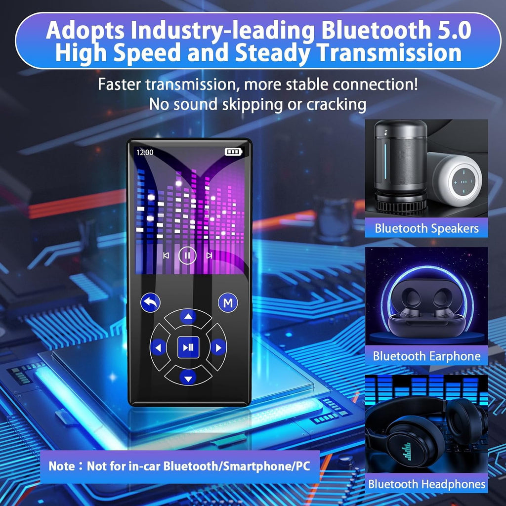 MUSICOZY 32GB MP3 Player Touch Screen Earphone Portable Digital Music Player Lossless HiFi Audio MP3 MP4 Player Support FM Radio/Video/Recorder/E-Book Supports up to 128GB for Studying Running