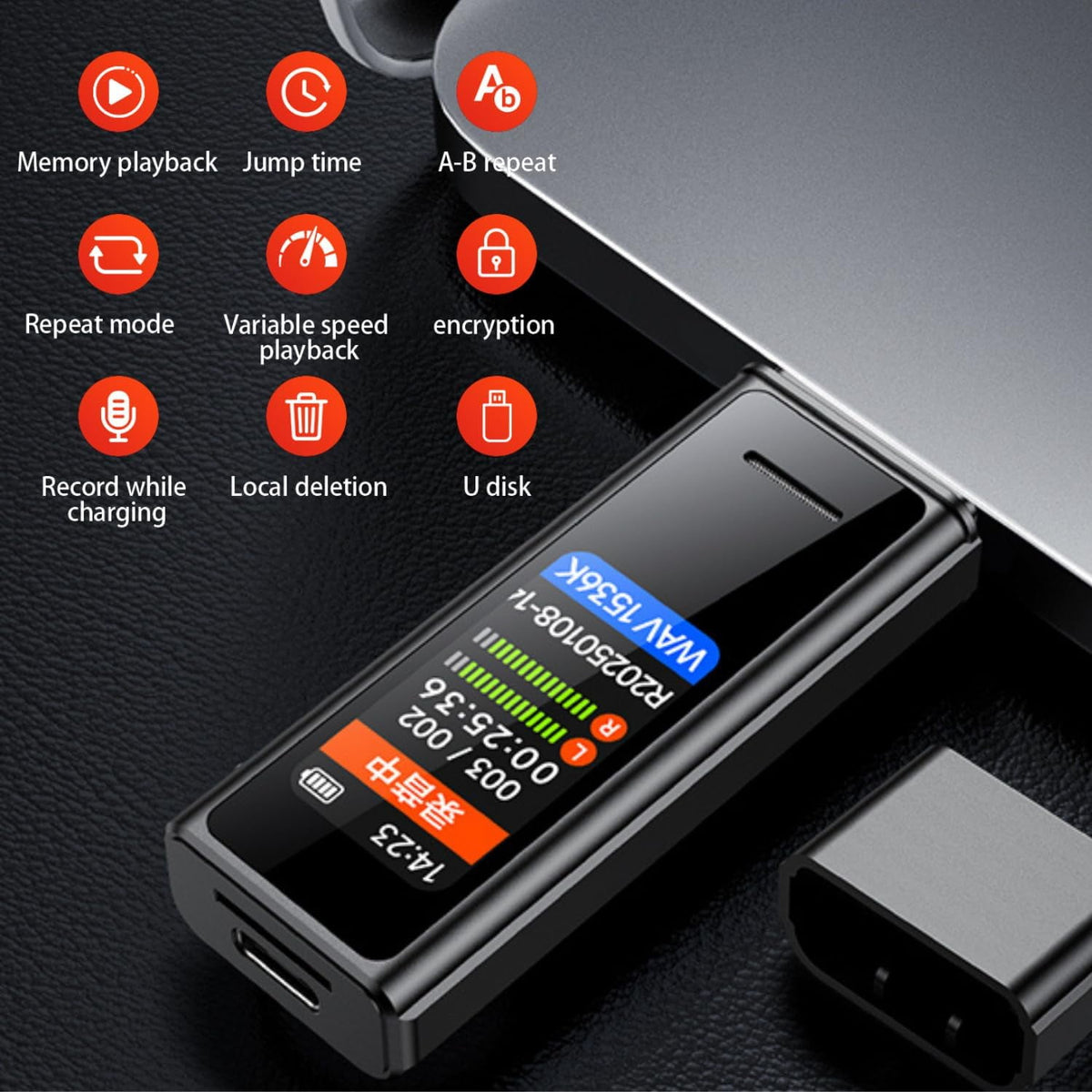 MUSICOZY Digital Voice Recorder 64GB USB Voice Activated Audio Recorder Small and Portable Voice Recorders with Playback Digital Voice Recorder for Meetings/Interviews/Classroom Support to 256GB