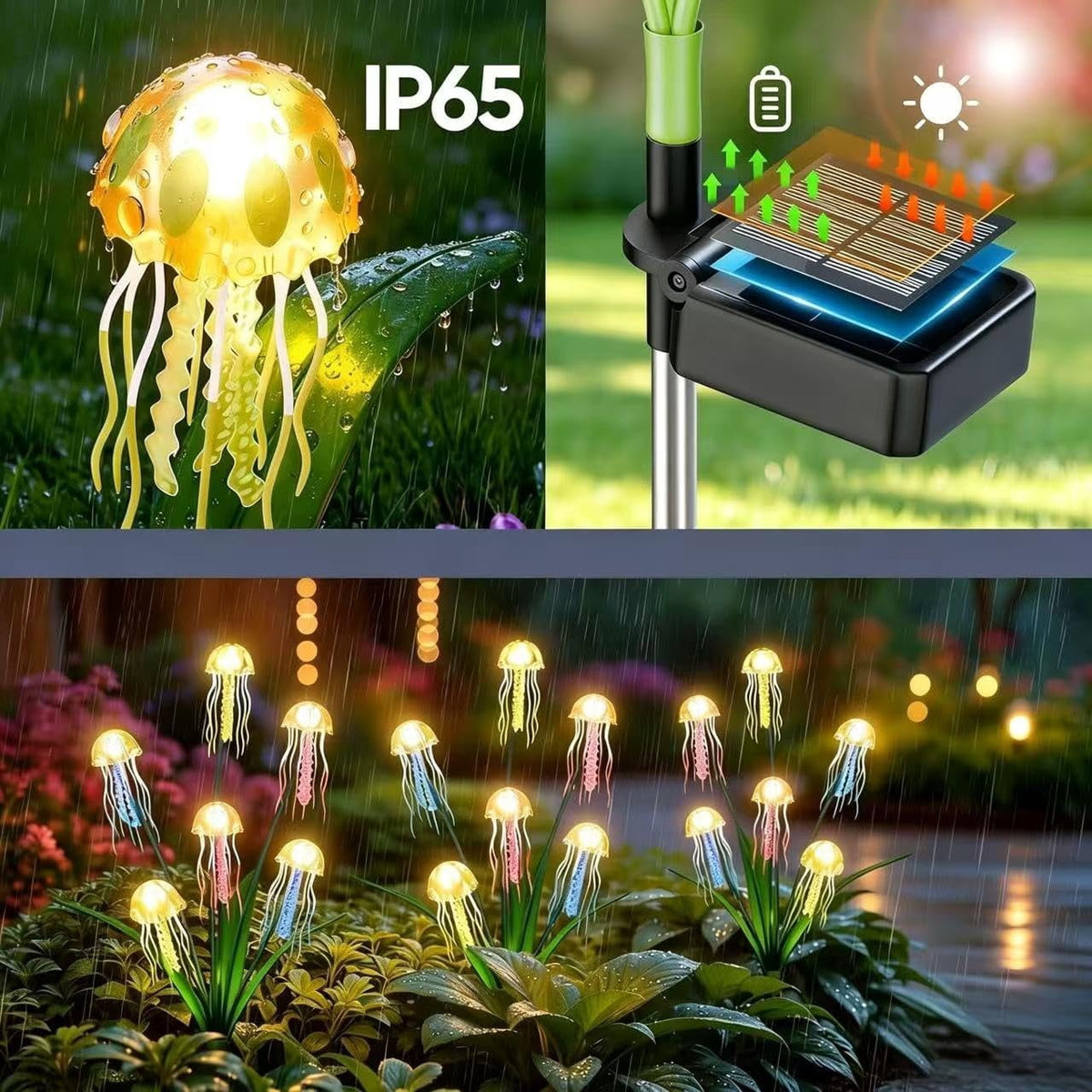 Solar Garden Lights Outdoor 2 Pack 12 LEDs Waterproof Solar Powered Jellyfish Lights Christmas Garden Decorative Lights for Outside Yard Pathway Lawn Warm White Decorations - Unique Gifts for Holiday