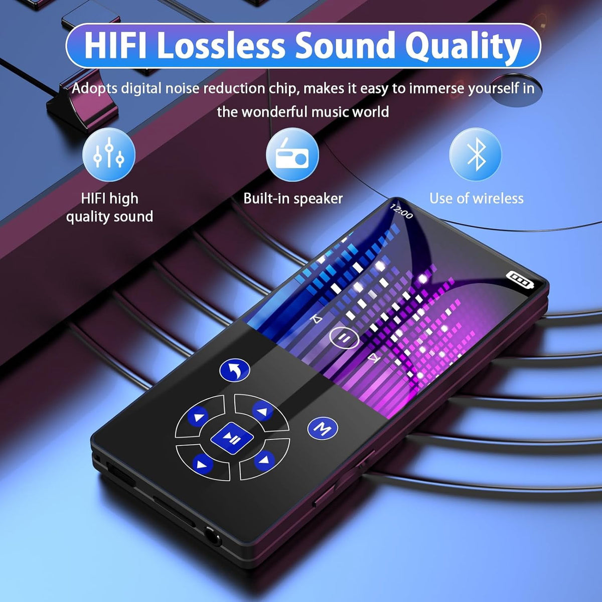 MUSICOZY 32GB MP3 Player Touch Screen Earphone Portable Digital Music Player Lossless HiFi Audio MP3 MP4 Player Support FM Radio/Video/Recorder/E-Book Supports up to 128GB for Studying Running
