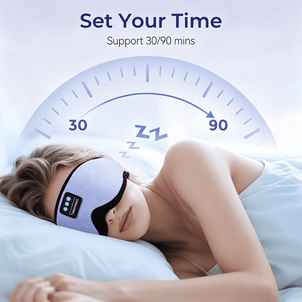 MUSICOZY White Noise Sleep Mask Headphones with 16 Soothing Sounds Bluetooth Sleep Mask 3D Wireless Music Sleeping Headphones for Side Sleeper Wireless Music Eye Mask with Timer Gifts for Men Women