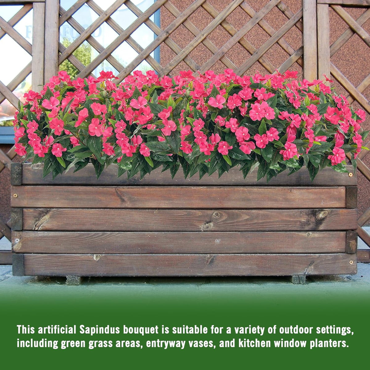 5 Pcs Artificial Flowers for Outdoors Silk Impatiens Flowers Bouquet Decorations Fake Faux Plants UV Resistant for Spring Summer Garden Porch Patio Window Box Balcony Planters Home Decor Rose