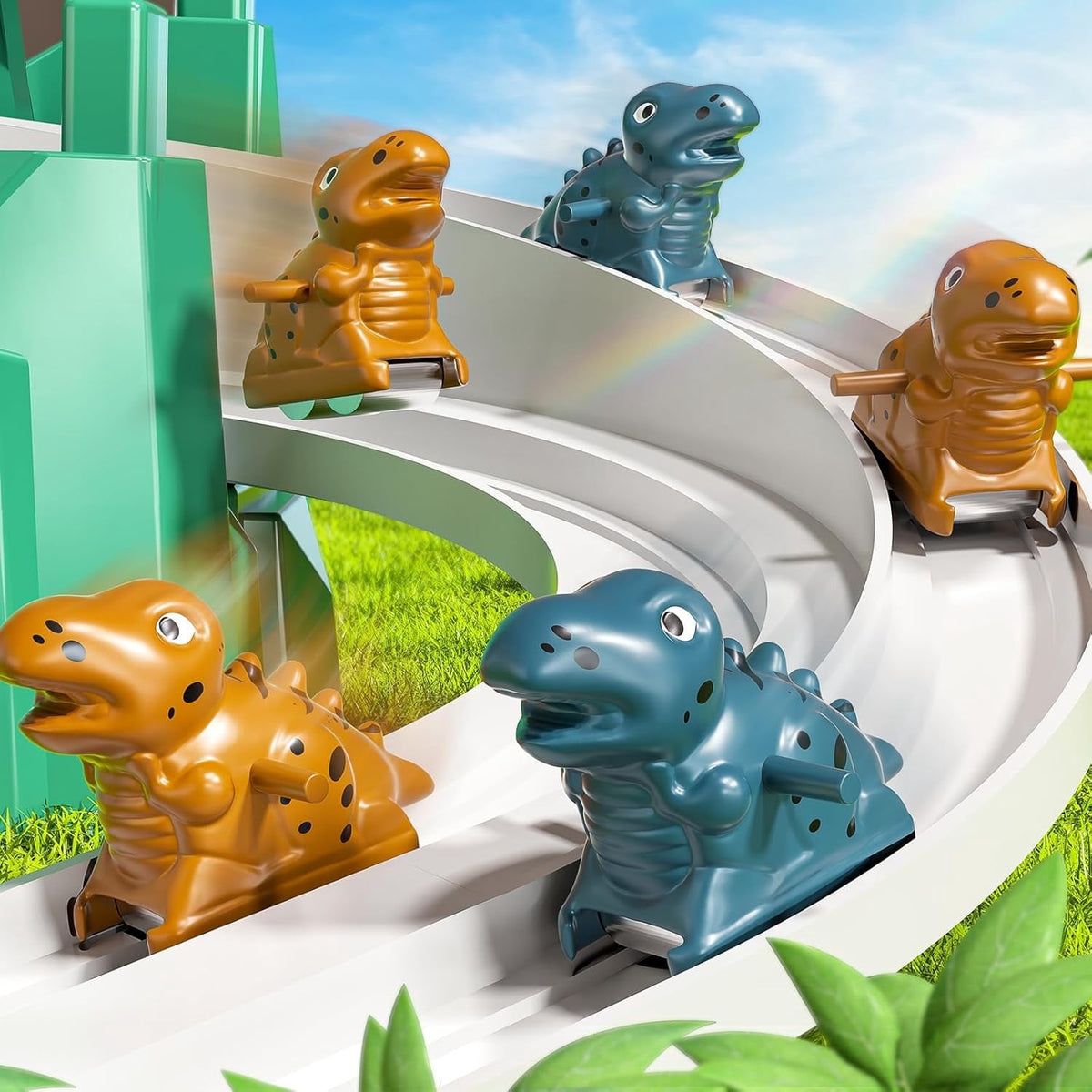 CEDQ Dinosaur Climbing Slide Stair Toy for Toddlers Aged 3 4 5 6 7 8 - Kids Toys Racing Track Game Set Sliding Car Toy Dinosaur Themed with Light and Music Birthday Dinosaur Gifts for Boys Girls Kids