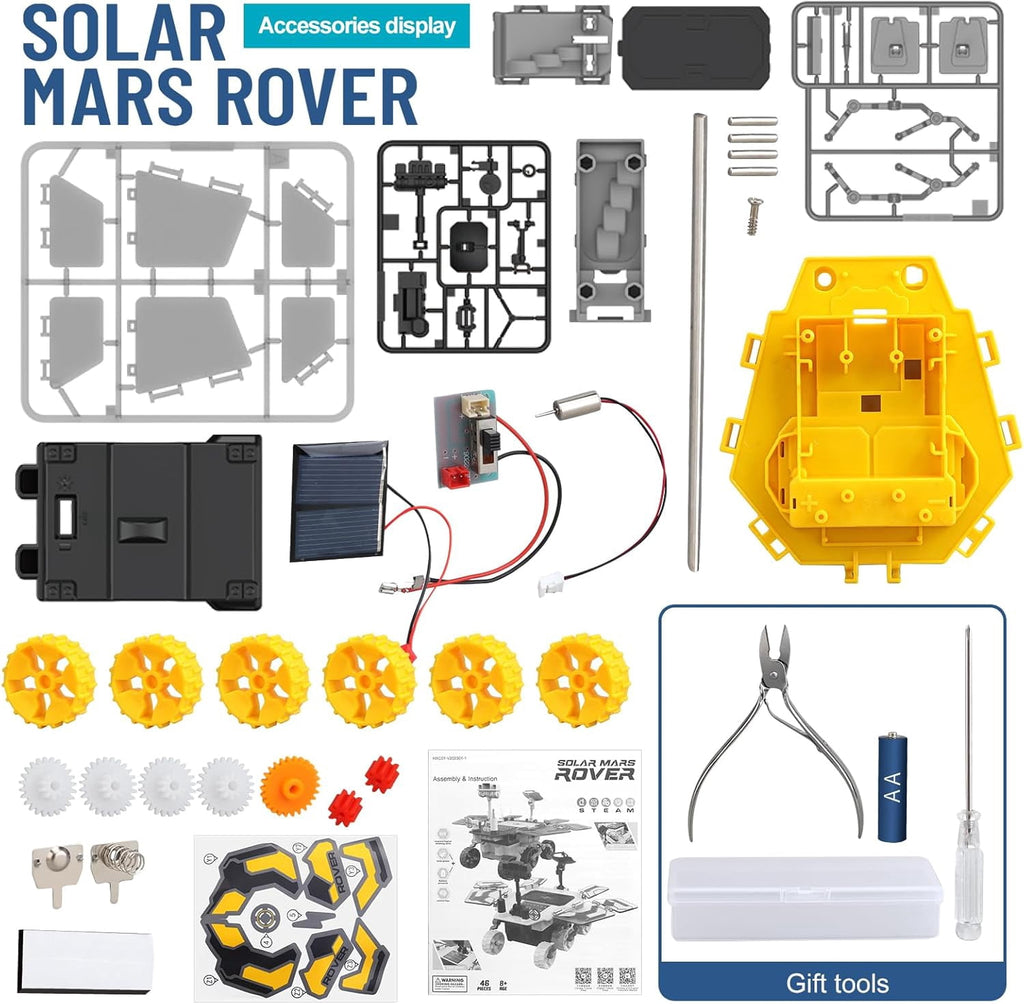 CEDQ Solar Robot Kit-Mars Rover STEM Educational Toys for Boys Ages 8-12 Kids Space Toys DIY Science Kit with Two Energy Modes Explore Solar Energy Toys as Birthday Gifts for 8 9 10 11 12 Years Old