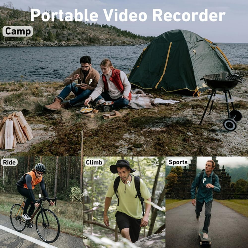 Mini WiFi Action Camera 1080P 30fps Digital Video Camera with 0.96in LCD Screen Built-in Rechrageable Battery Motion Detection with Magnetic Mount Back Clip Protective Cover