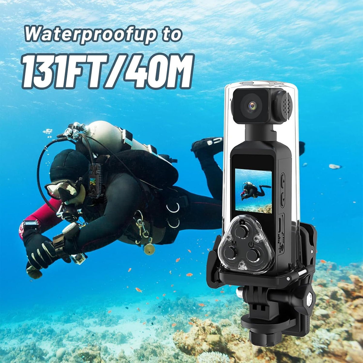 4K Mini Body Camera 128G Handheld Action Camera with 1.3 Portable Camcorder with IR Cut Auto Night Vision & Loop Record for Outdoors Sports Police Law Enforcement SD Card Slot Waterproof Case