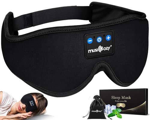 MUSICOZY Sleep Headphones  Bluetooth 5.2 Sleep Mask Headband Headphones Sleeping Eye Mask  Wireless Music Earbuds Earphones with HD Headphones Ultra-Thin Stereo Speakers for Side Sleepers