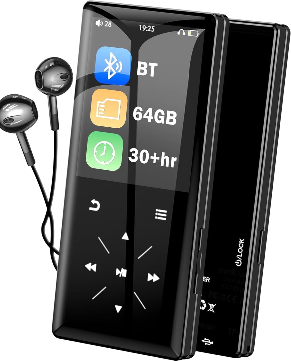 96GB Bluetooth MP3 Player - 2.4 Screen Portable HiFi Mp3 MP4 Player with Built-in Speaker Walkmen Music Player with Voice Recorder FM Radio Touch Buttons Study Player Support up to 256GB SD Card