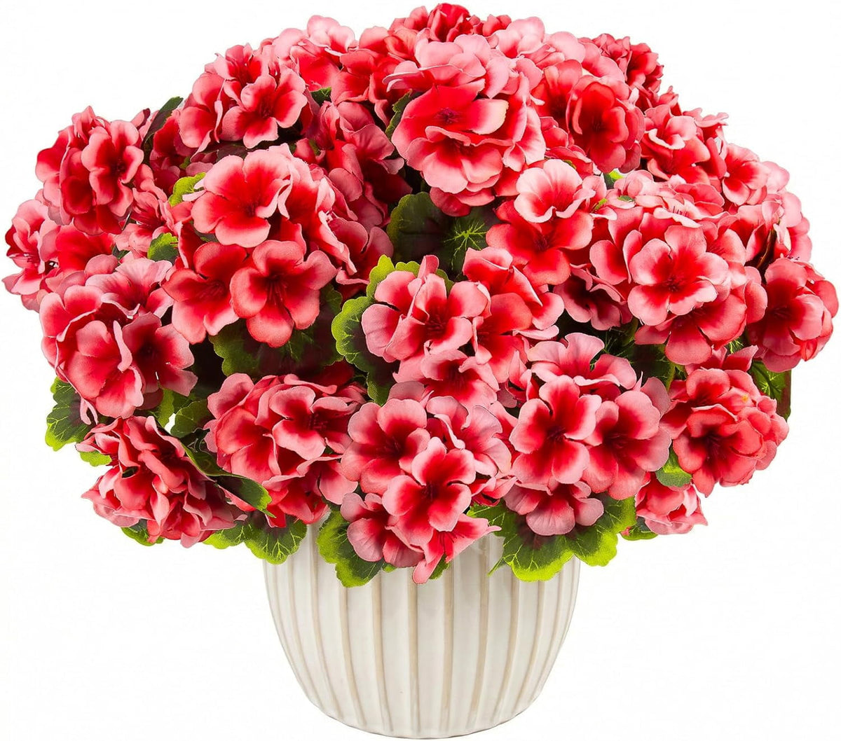 XEAZON Artificial Fake Flowers for Outdoors Decoration 6 Bundles Silk Geraniums Flower UV Resistant Look Real Faux Plants for Spring Summer Garden Porch Patio Window Box Balcony Planters Home Decor