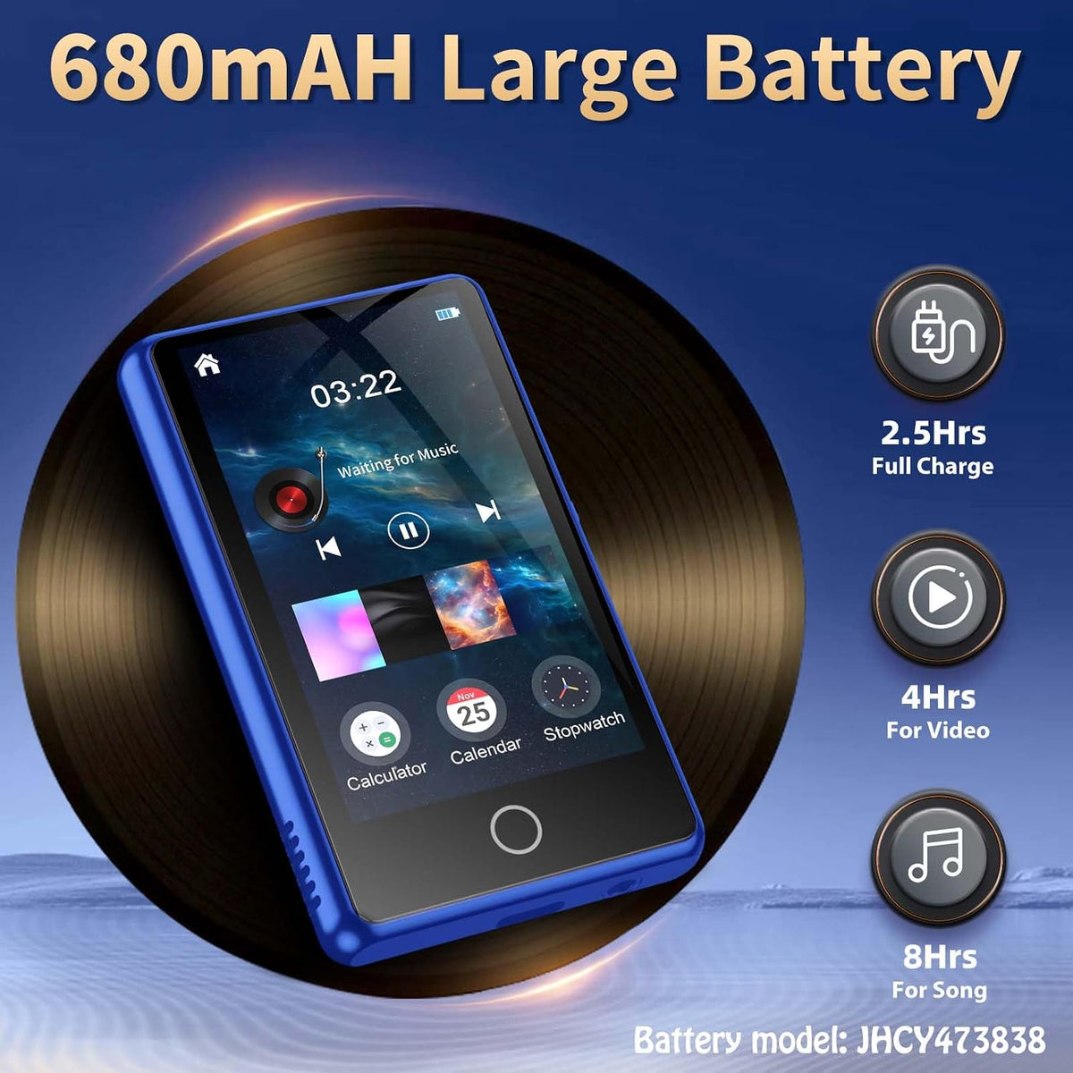MUSICOZY 80GB MP3 Player with Bluetooth 3″Full Video Format Music Player Portable MP4 Media Player with Built-in Speaker FM Radio Video E-Book Recording for Students Sports. Expandable up to 512GB
