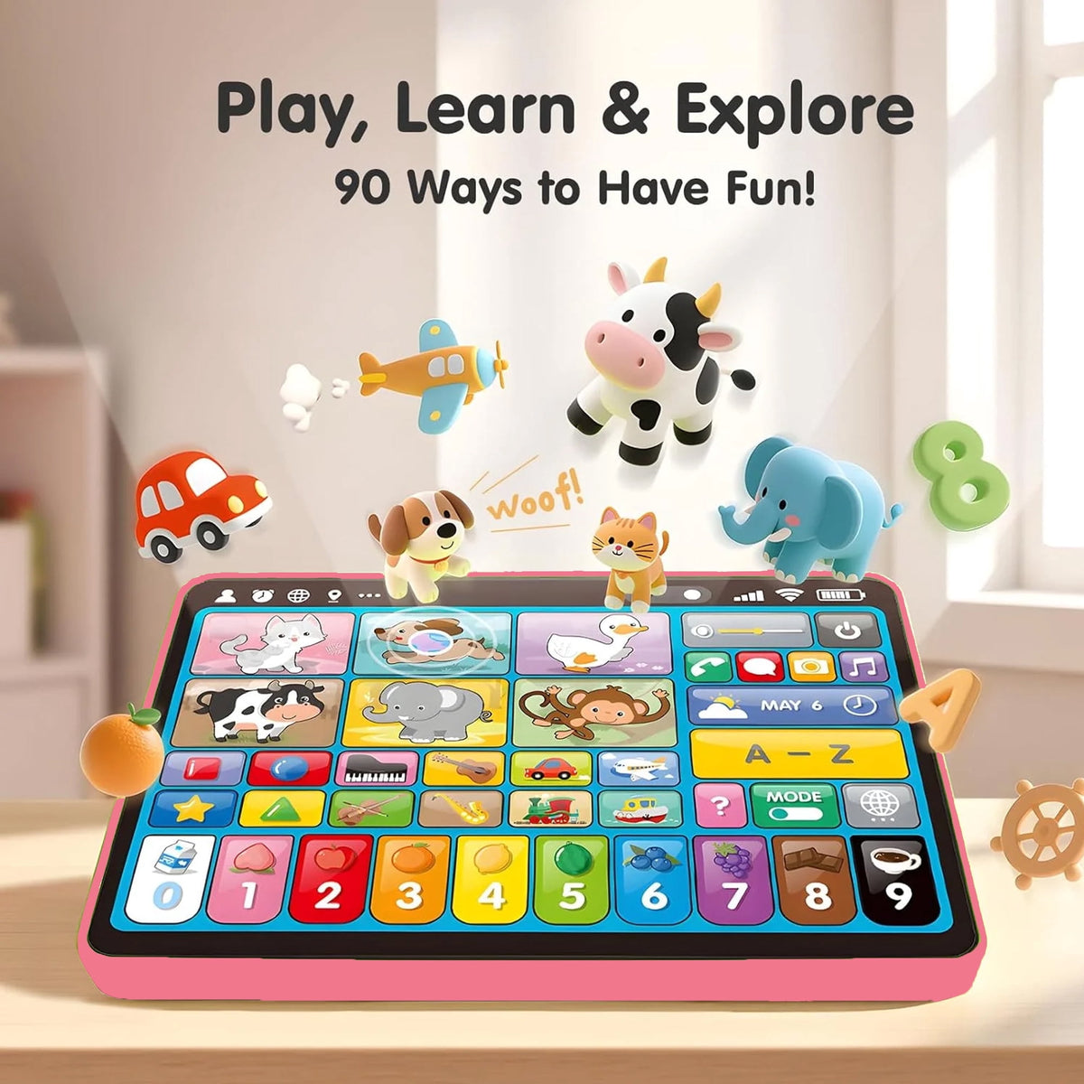 Learning Tablet for Toddlers 1-3 Trilingual Learning Toys–New Version Educational Toy with Sounds&Speech Therapy–Early Development Gifts for 1 Year Old Boys Girls Ages 12-18 Months to 2-3 Years Gift