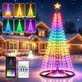6FT Smart Christmas Tree Light IP65 RGB Christmas LED Lights 16 Mil Color Changing APP & Remote Control Music Sync Timer Group Control String Lights Xmas Decor Patio Beach Pool Cruise Party Gift