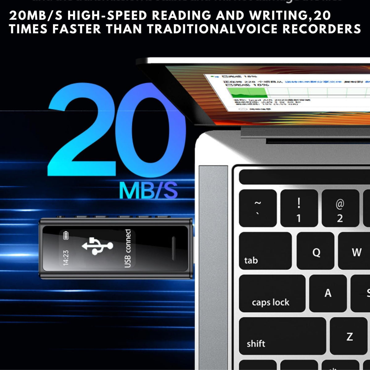 MUSICOZY Digital Voice Recorder 64GB USB Voice Activated Audio Recorder Small and Portable Voice Recorders with Playback Digital Voice Recorder for Meetings/Interviews/Classroom Support to 256GB