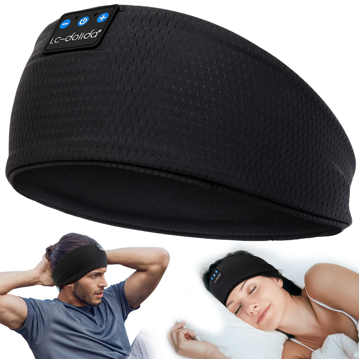 LC-dolida Sleep Headphones Bluetooth Headband  Headband Headphones Wireless Earphones Built in Speakers for Side Sleepers  Sleeping Headphones Sleep Earbuds
