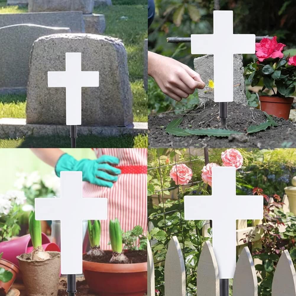 XEAZON Solar Cross Grave Garden Stake Outdoor Lights Solar Cross for Cemetery Solar Powered Cross Lights Stake LED Jesus Halloween Cross Light Decoration Garden Cross Marker for Yards Gardens Patio
