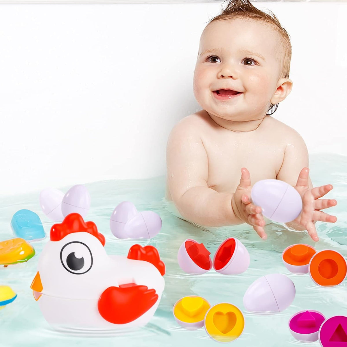 Montessori Toddlers Eggs Toy Color Shape Matching Eggs and Chicken Set Toys Preschool Learning Toys Educational Sorting Easter Eggs Toys Christmas Gift for Kids Boys Girls 1 2 3 4 5 6 Years Kids