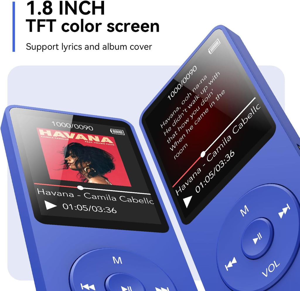 MP3 Player with Bluetooth and 32GB TF Card HiFi Music Player with Built-in Speaker Earphones Multifunctional MP3 Players with FM/Recording/E-Book/Video Supports up to 128GB for Kids Running Walking