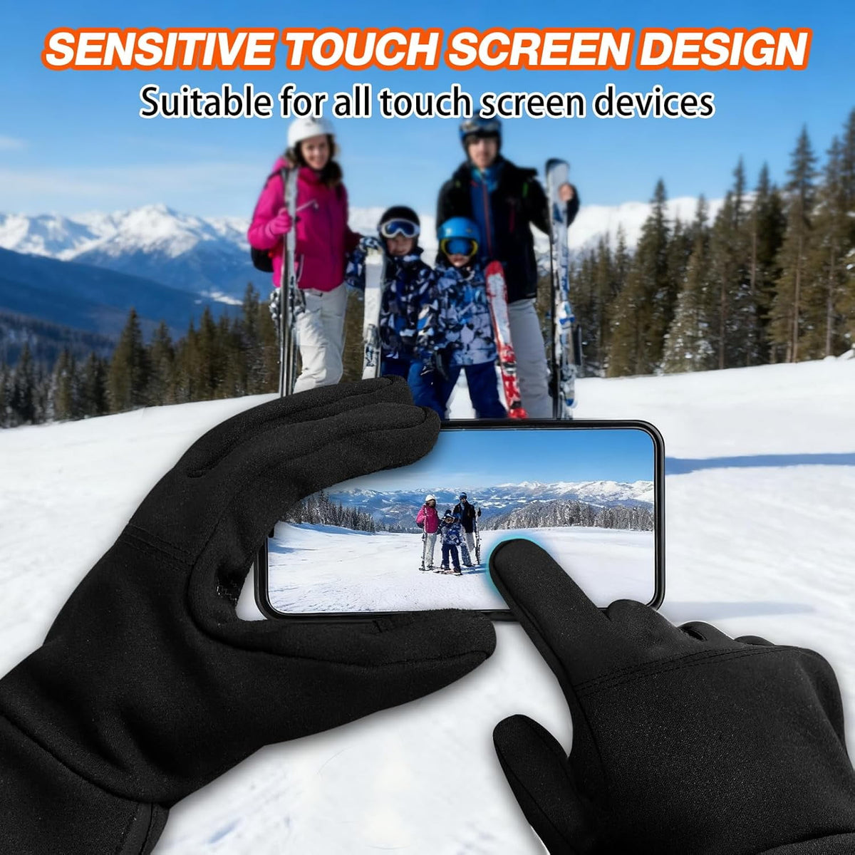 Rechargeable Heated Gloves Winter Sports Gloves 2200mAh 3 Levels Temperature Control 6 H Heating Thin Electric Heated Warm Gloves for Riding Ski Snowboarding Hiking Hunting Thin Gloves Hand Warmer（L）