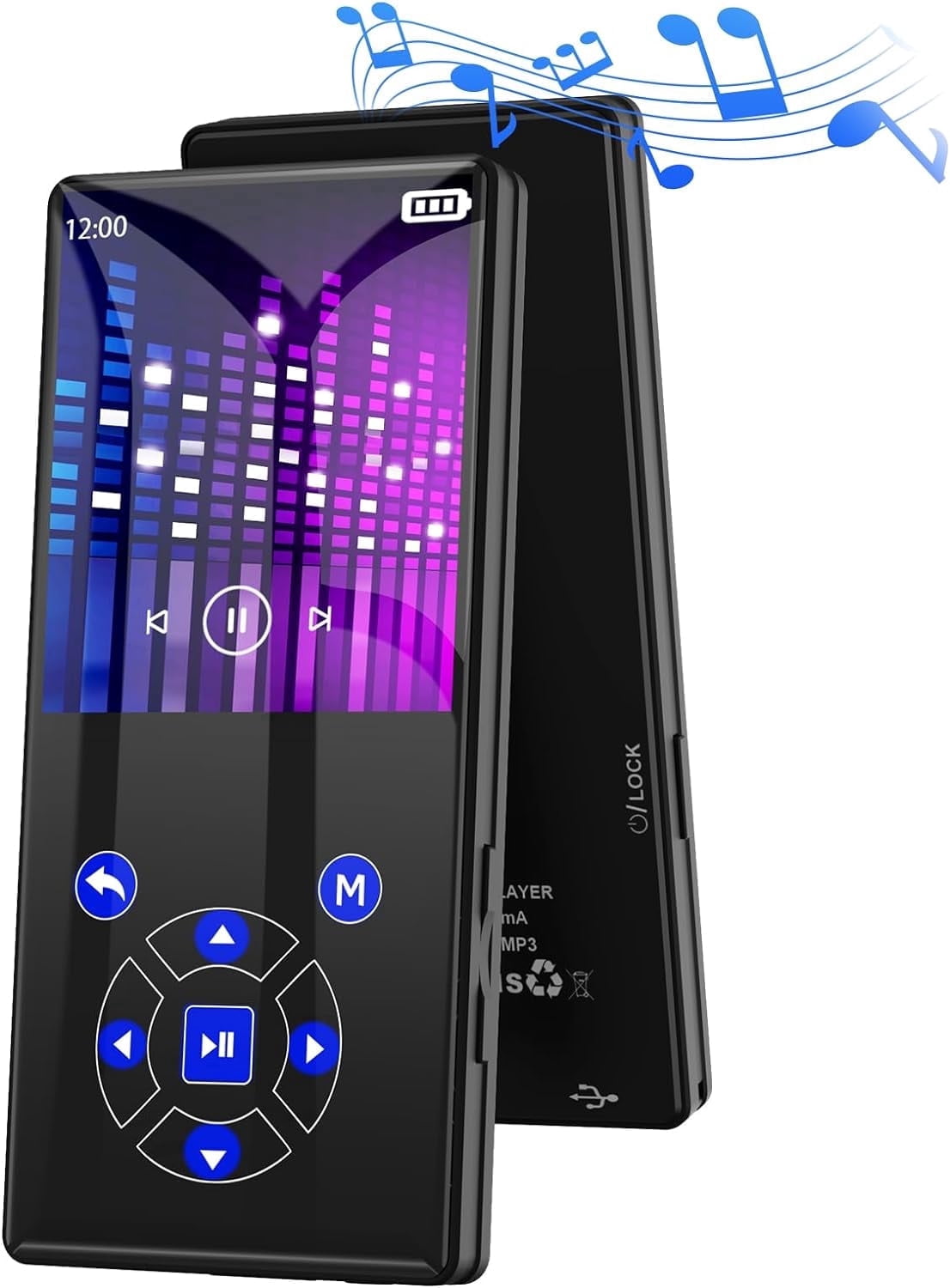 MUSICOZY 32GB MP3 Player Touch Screen Earphone Portable Digital Music Player Lossless HiFi Audio MP3 MP4 Player Support FM Radio/Video/Recorder/E-Book Supports up to 128GB for Studying Running
