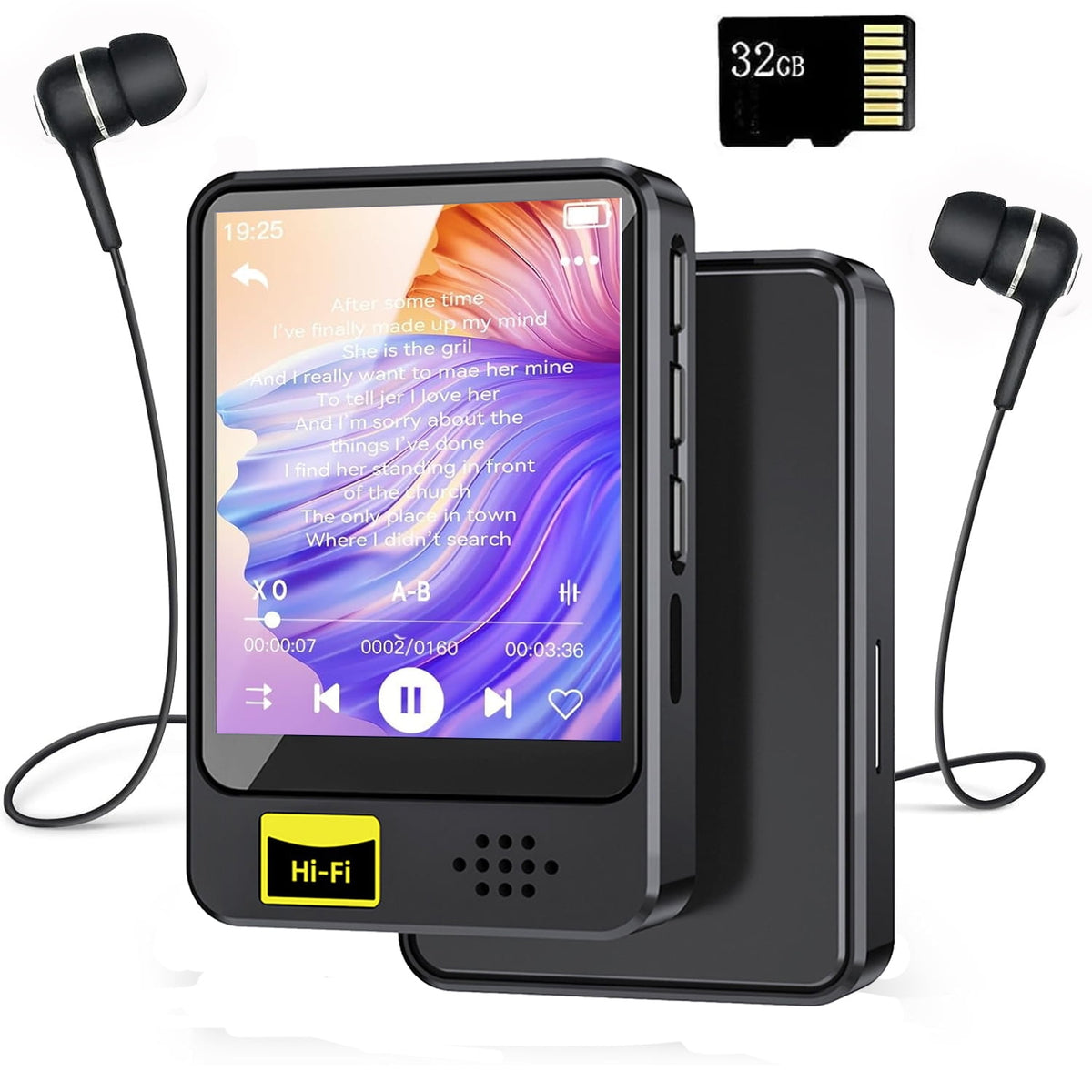 MUSICOZY MP3 Player with Bluetooth 32GB Music Player with Built-in HD Speaker Calendar Alarm Clock Touch Screen FM Radio Voice Recorder Hifi Sound E-Book function MP3 MP4 Player with Earphones