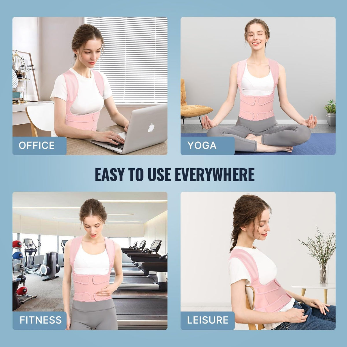 MUSICOZY Back Brace Posture Corrector for Women  Back Straightener Posture Corrector  Scoliosis and Hunchback Correction  Back Pain  Spine Corrector  Support  Adjustable Posture Trainer Pink Medium