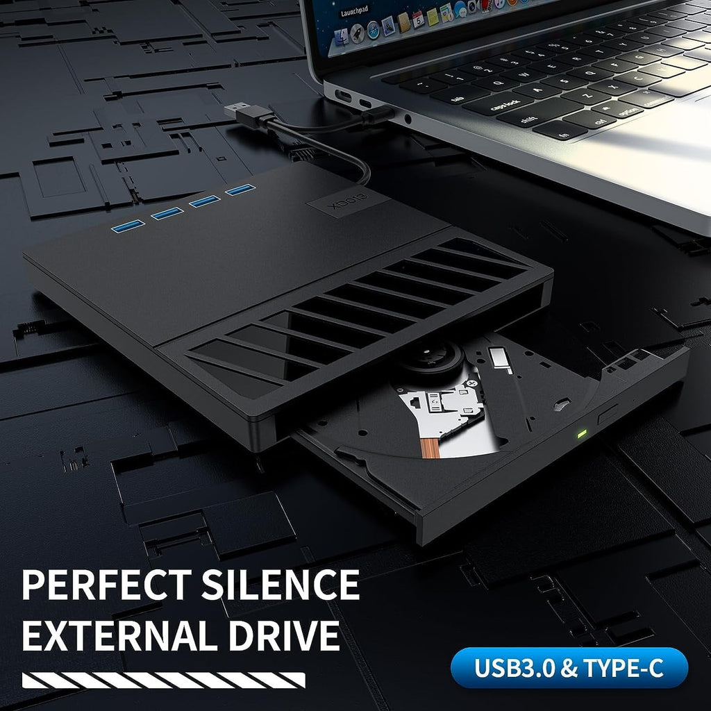 Foreyou External CD/DVD Drive for Laptop  7 in 1 USB Ultra-Slim Portable CD/DVD Player Burner