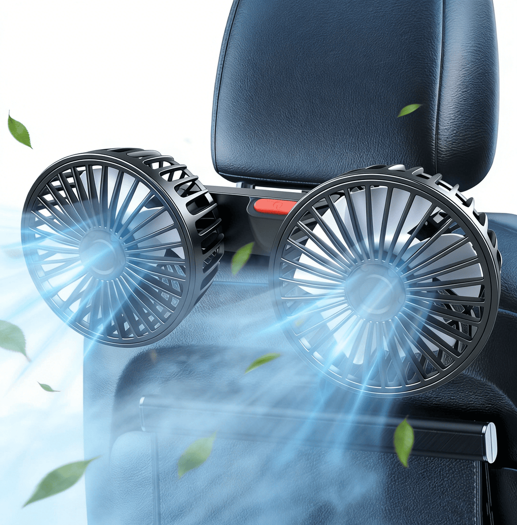 USB Car Cooling Fans for Backseat Dual Head Car Fan for Kids 360° Rotatable Headrest Fans 3-Speed Ultra-Quiet 5V Powerful Electric Air Circulation Fan for SUV Truck Sedan