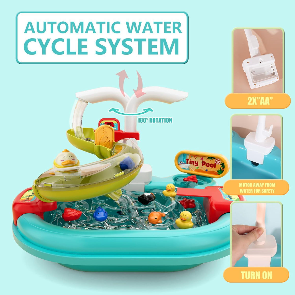 Toddler Toys Baby Toys Kid Toys Fishing Table and Dishwasher Toys Kids Kitchen Sink & Fishing Playset & Electric Dishwasher Toys Electric Water Table for Kid 3-12 Years Play Sink Fishing Toy Pool Set