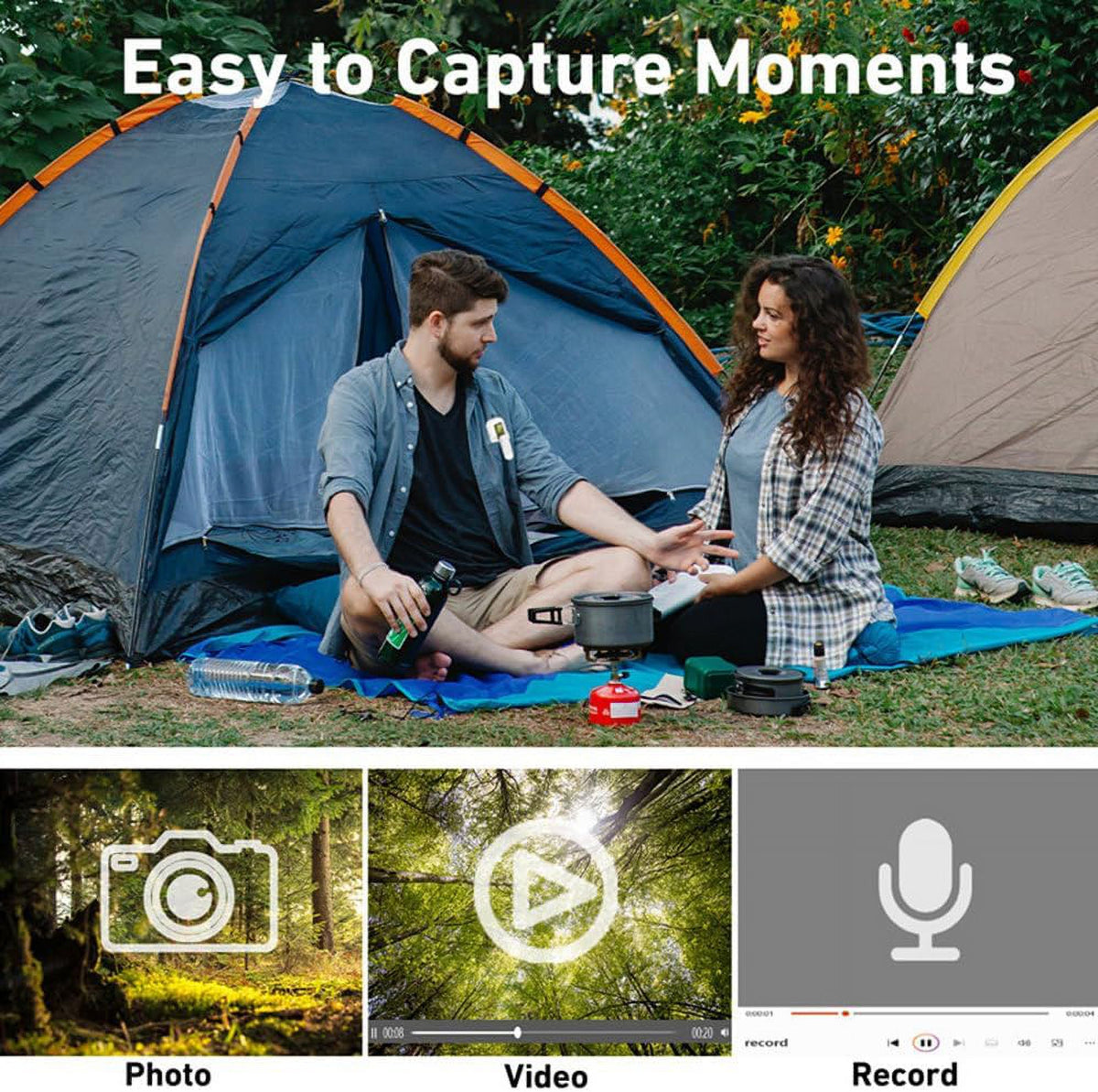 Mini WiFi Action Camera 1080P 30fps Digital Video Camera with 0.96in LCD Screen Built-in Rechrageable Battery Motion Detection with Magnetic Mount Back Clip Protective Cover