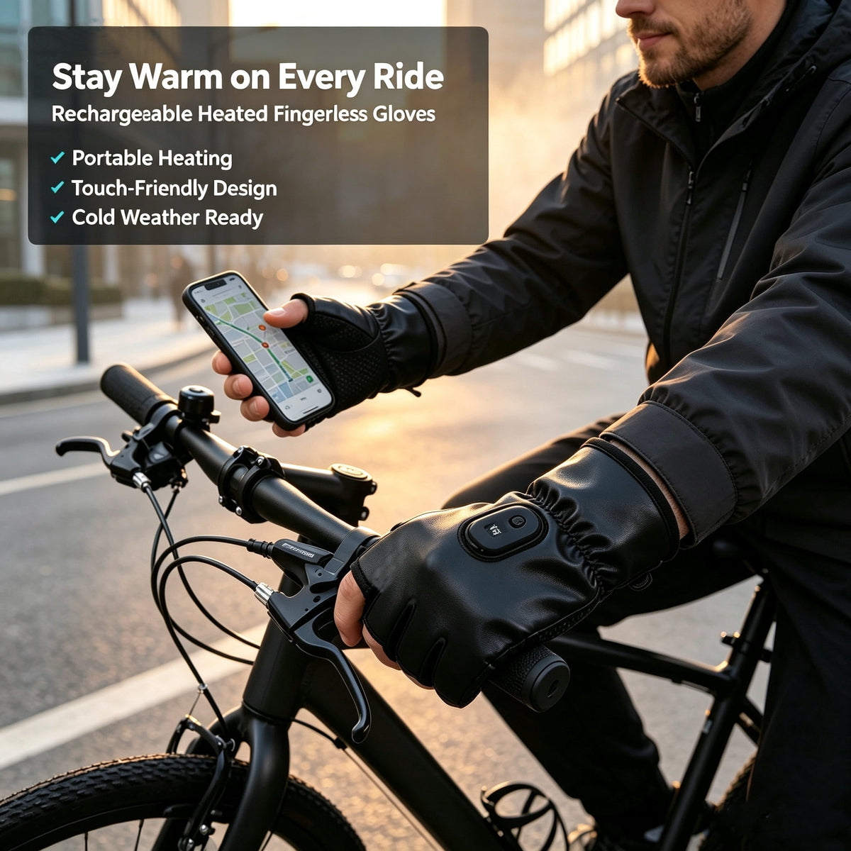 Heated Gloves Rechargeable-Smart Thermostatic Heated Fingerless Gloves Heat Up to 131℉ Portable Heating Glove with Digital Display 3 Temperature Settings for Hiking Skiing Cycling Gifts for Women Man