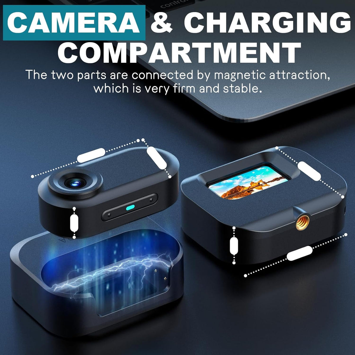 Mini Body Camera 1080p Wearable Thumb Size Cam with Charging Case Pet Camera POV Cam with Motion Detection Photo Shooting Video Recording for Cat Dog Sport Waterproof Black