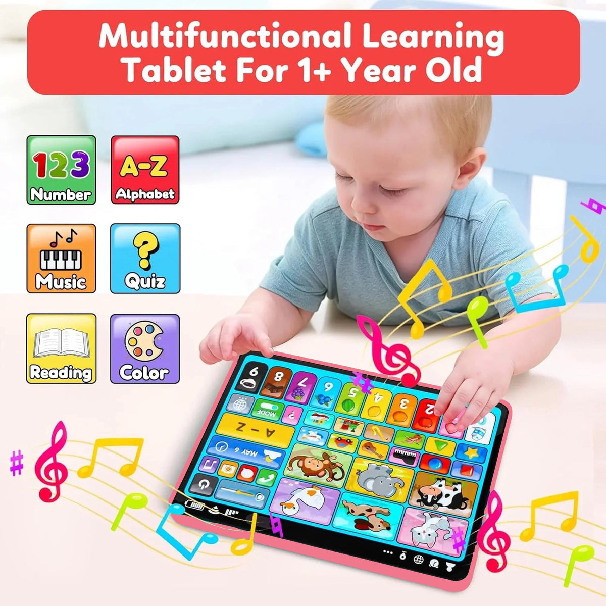 Learning Tablet for Toddlers 1-3 Trilingual Learning Toys–New Version Educational Toy with Sounds&Speech Therapy–Early Development Gifts for 1 Year Old Boys Girls Ages 12-18 Months to 2-3 Years Gift