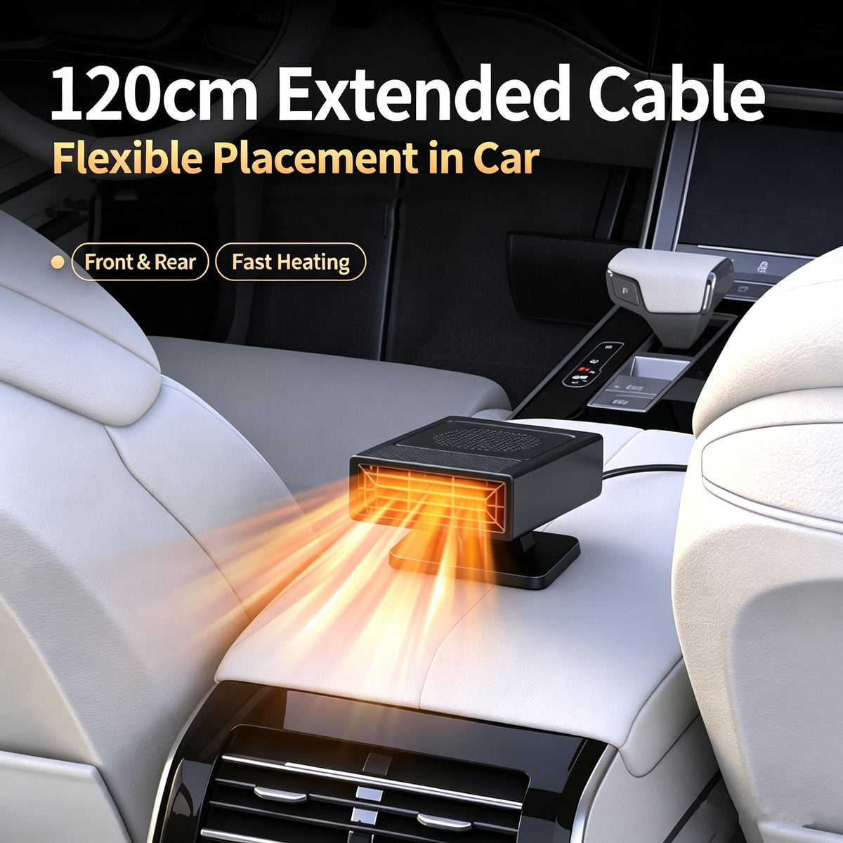 Portable Car Heater 12V Cool&Warm Dual‑Use Car Heater Defroster Fast Heat Windshield Defog Defrost 2 Heat Modes Dual Suction&Adhesive Mount Base 360° Rotatable Auto Space Heater for Winter Defrost