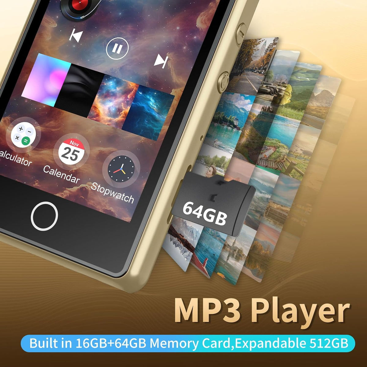 MUSICOZY 80GB MP3 Player with Bluetooth 3″Full Video Format Music Player Portable MP4 Media Player with Built-in Speaker FM Radio Video E-Book Recording for Students Sports. Expandable up to 512GB