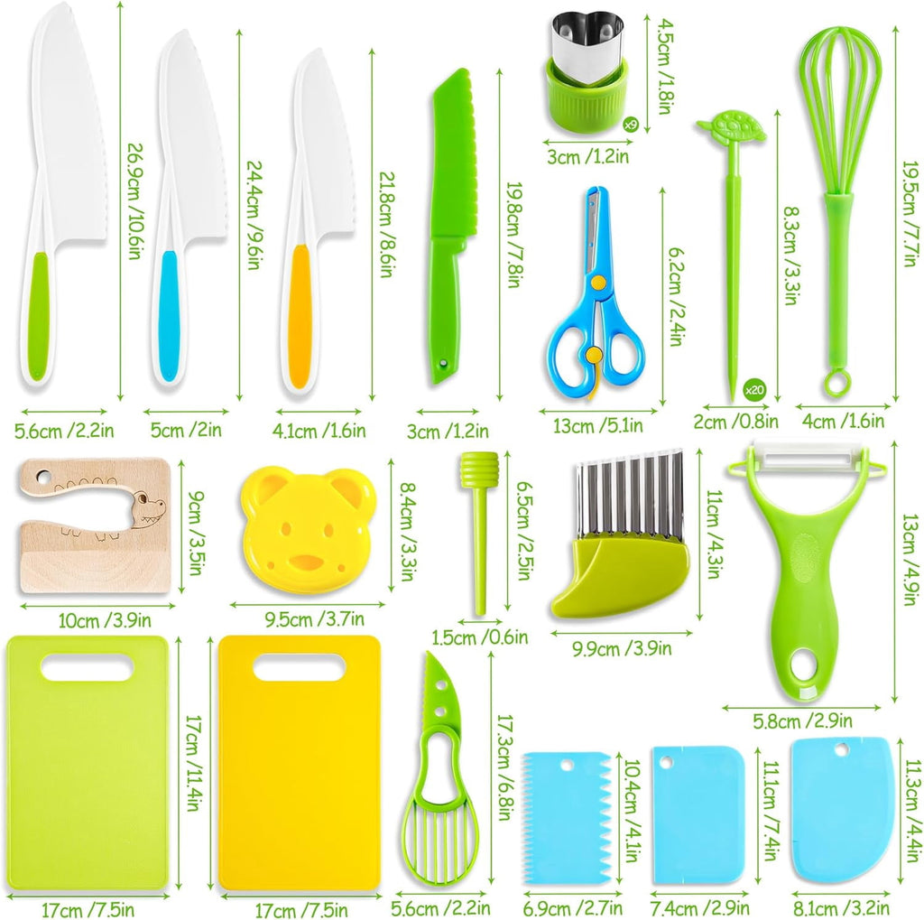 Kids Safe Knife Toys Set Toddler Kitchen Set for Real Cooking 45 PCS Toddler Montessori Kitchen Tool Toy for Girl Boy Age 2-10 Gifts for 2 3 4 5 6 7 8 9 10 Year Old Girl Boy Birthday Christmas