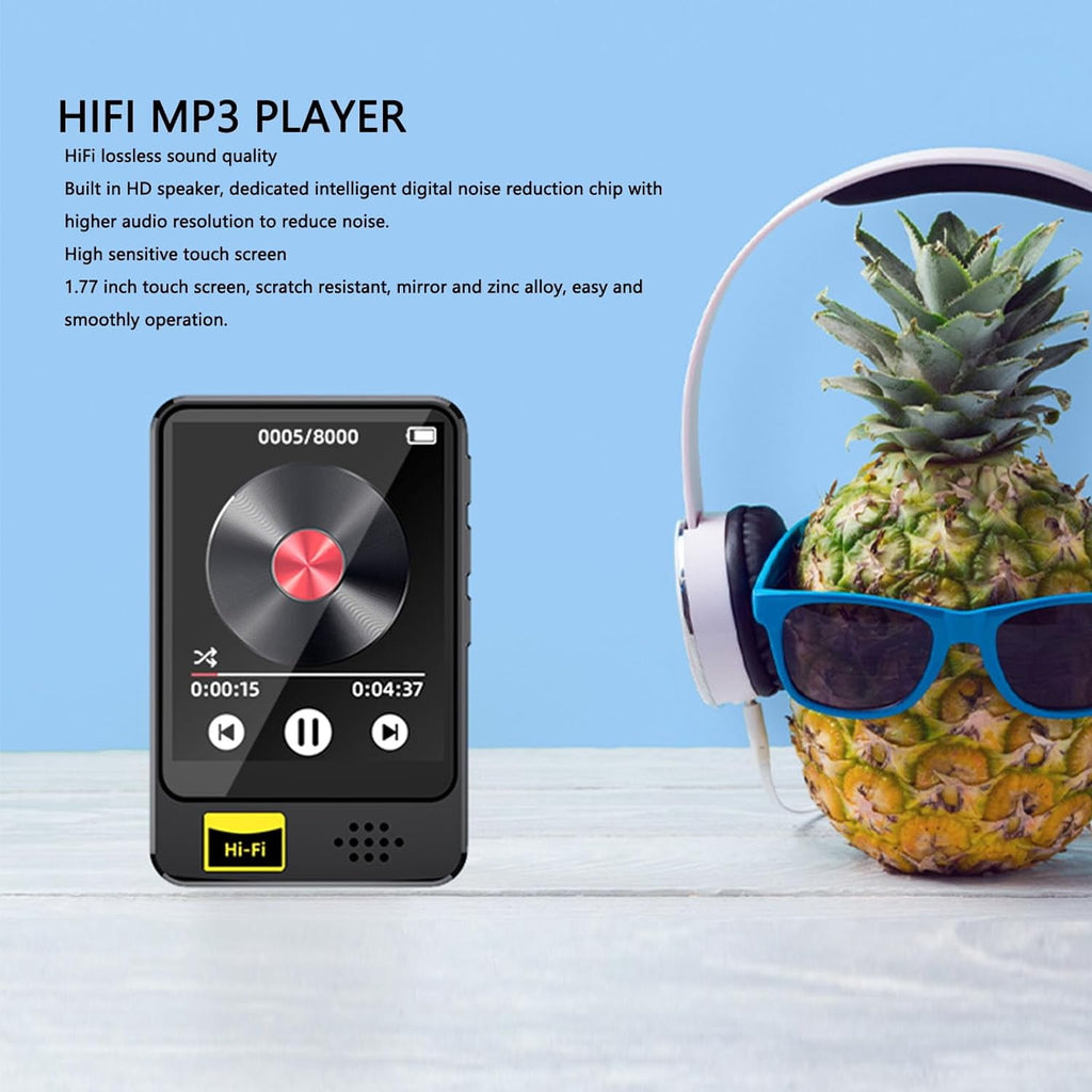 MUSICOZY MP3 Player with Bluetooth 32GB Music Player with Built-in HD Speaker Calendar Alarm Clock Touch Screen FM Radio Voice Recorder Hifi Sound E-Book function MP3 MP4 Player with Earphones