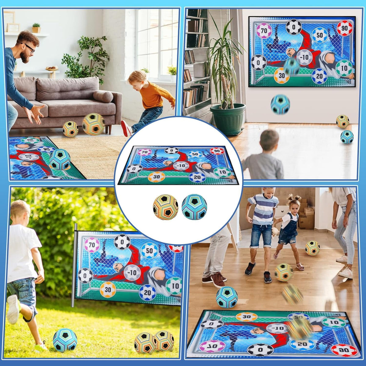 CEDQ Toy Soccer Ball Game Set for Boys and Girls Kids Sports Toys Indoor Outdoor Backyard Toss Soccer Goal Game with 2 Balls 1 Flannel Target Soccer Toys for 3-5 6-8 8-12 Years Old Kids Birthday Gift