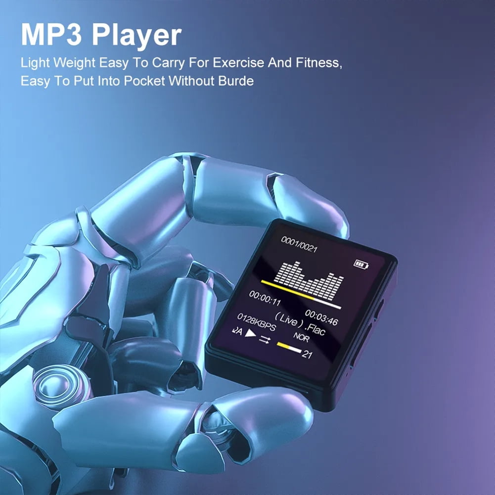 64GB MP3 Player Mini Digital Walkmen Portable MP4 Bluetooth Stereo Speaker HiFi Music Player Multifunction MP3 with Recording E-Book Alarm Clock Video Photo Supports up to 128GB Running Walking