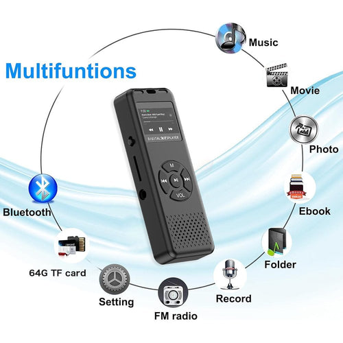 MUSICOZY 64GB MP3 Player Portable Music Player with Built-in Speaker Hi-Fi Lossless Sound Music MP3 Player for Voice Recorder FM Radio E-Book AB Repeat mode with Earphones for Kids Running Walking