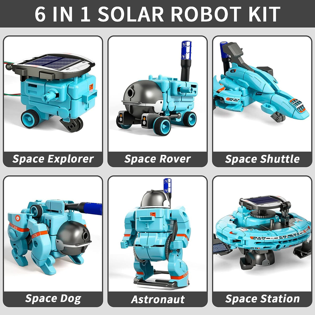 MUSICOZY 6-in-1 Building Science STEM Kits，STEM Projects for Kids Ages 8-12 12-16 Solar Robot Kit Space Toys Birthday Gifts for 8 9 10 11 12 13 14 15 16 Year Old Boys Girls