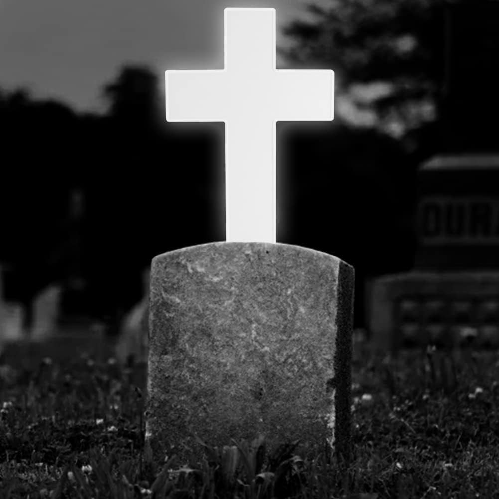 XEAZON Solar Cross Grave Garden Stake Outdoor Lights Solar Cross for Cemetery Solar Powered Cross Lights Stake LED Jesus Halloween Cross Light Decoration Garden Cross Marker for Yards Gardens Patio