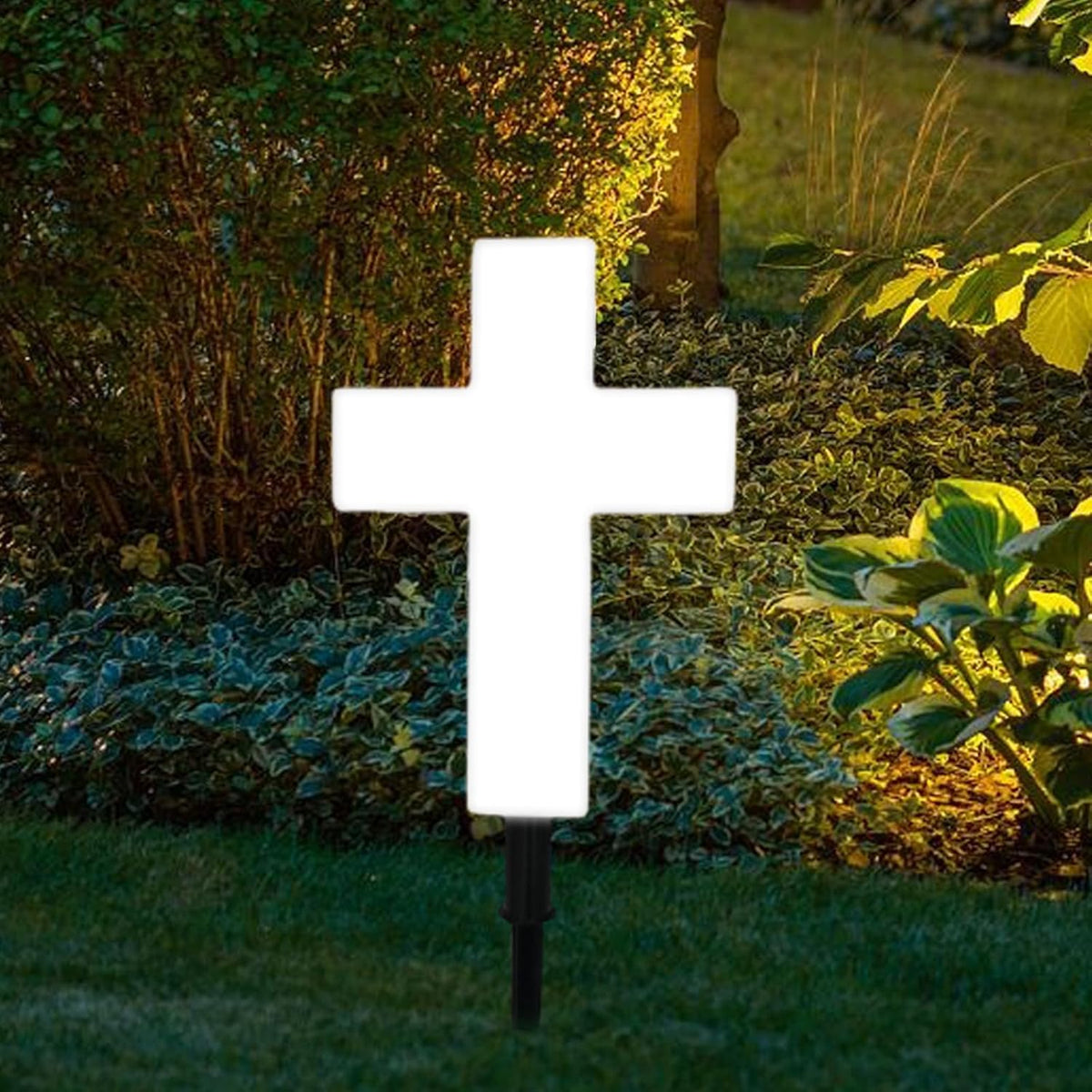 XEAZON Solar Cross Grave Garden Stake Outdoor Lights Solar Cross for Cemetery Solar Powered Cross Lights Stake LED Jesus Halloween Cross Light Decoration Garden Cross Marker for Yards Gardens Patio