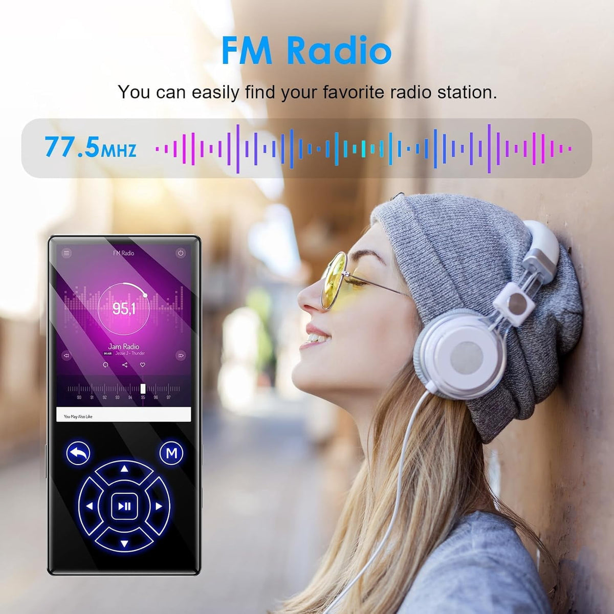 MUSICOZY 32GB MP3 Player Touch Screen Earphone Portable Digital Music Player Lossless HiFi Audio MP3 MP4 Player Support FM Radio/Video/Recorder/E-Book Supports up to 128GB for Studying Running
