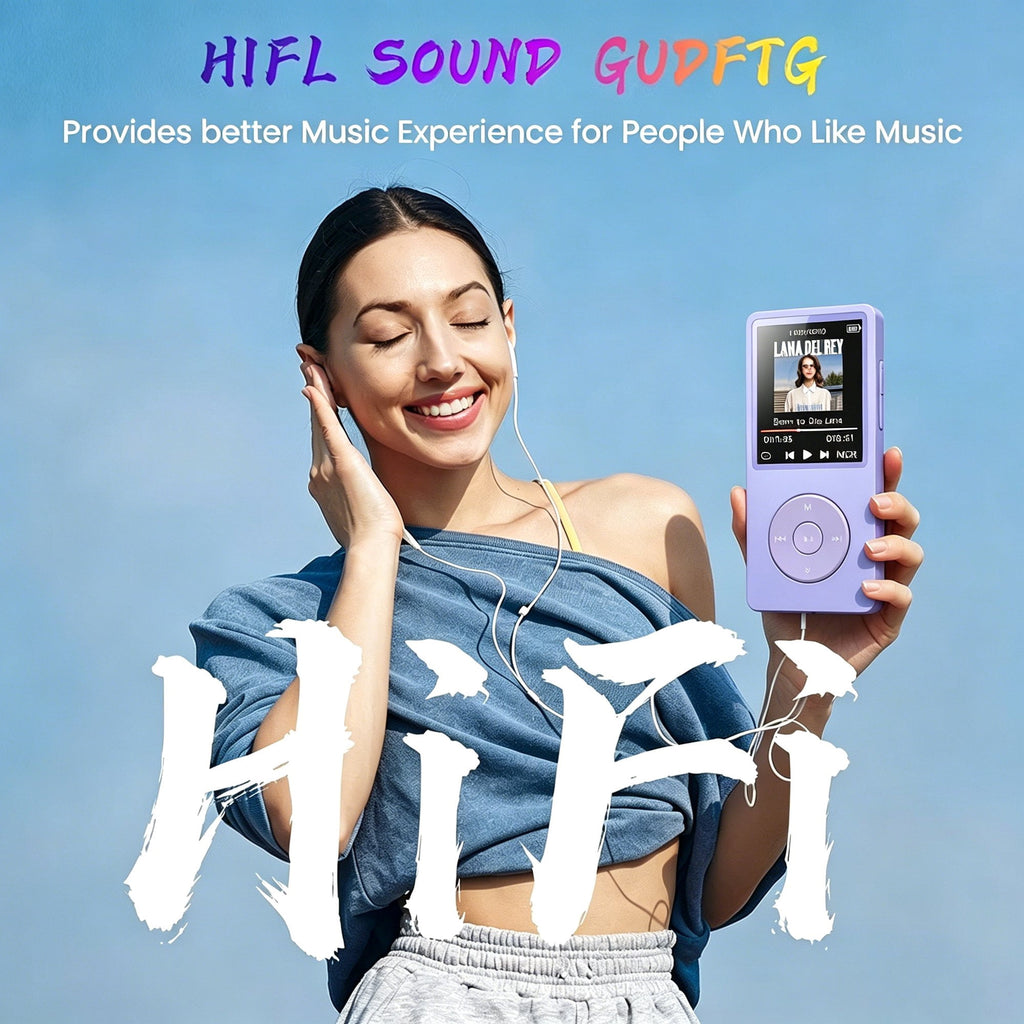 MUSICOZY MP3 Player with Bluetooth and 32GB Hi-Fi Music Player with Built-in Speaker Earphones Voice-Activated Recording MP3 Players with FM/E-Book/Video Supports up to 128GB for Kids Running Walking