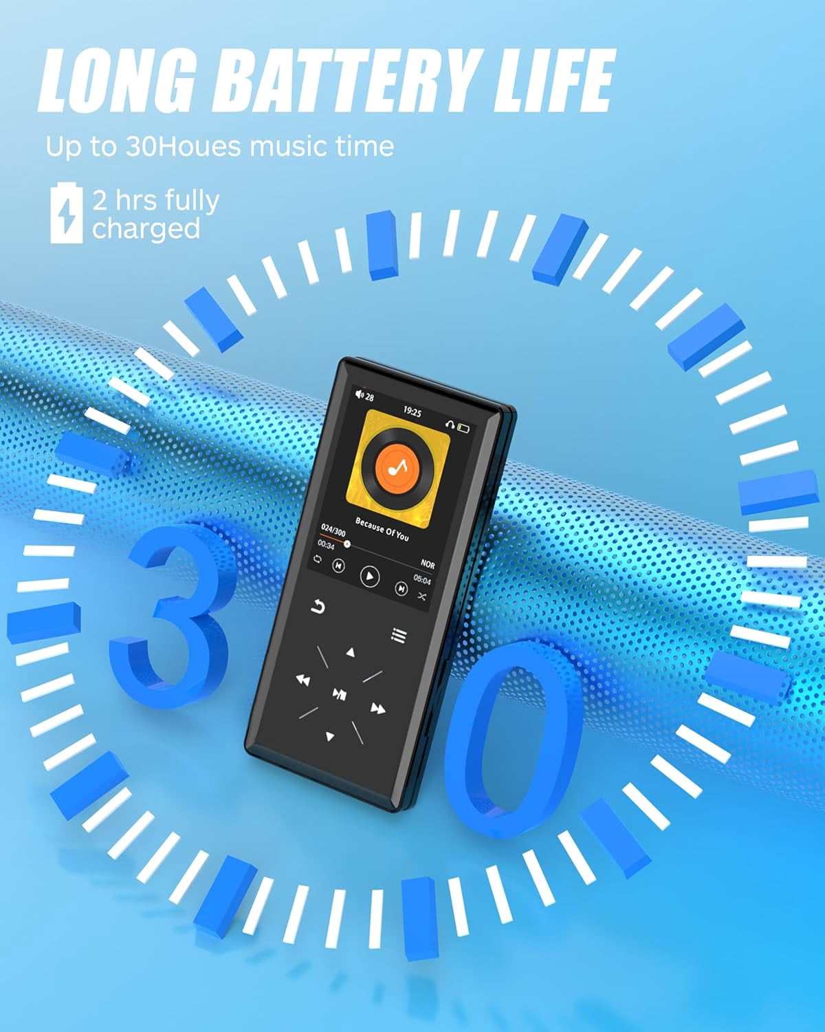 96GB Bluetooth MP3 Player - 2.4 Screen Portable HiFi Mp3 MP4 Player with Built-in Speaker Walkmen Music Player with Voice Recorder FM Radio Touch Buttons Study Player Support up to 256GB SD Card